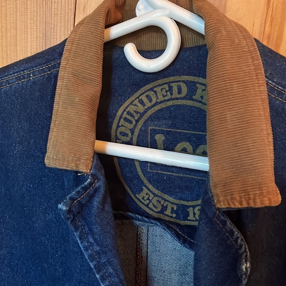 VTG • LEE Incredible vintage ladies large Lee denim farm coat w corduroy cOLLAR - Picture 2 of 5